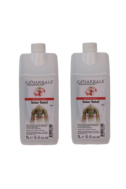 (Şeffaf Renksiz) - 2 Adet Buket Kolonyası - Litrelik -(BİDON) Korumalı Kapak - Yeni Model