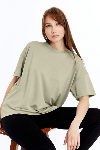 Women's Modal T-Shirt Oversize Comfortable Loose Fit T-Shirt Heavy Fabric Easy to Wrinkle Free Ironing