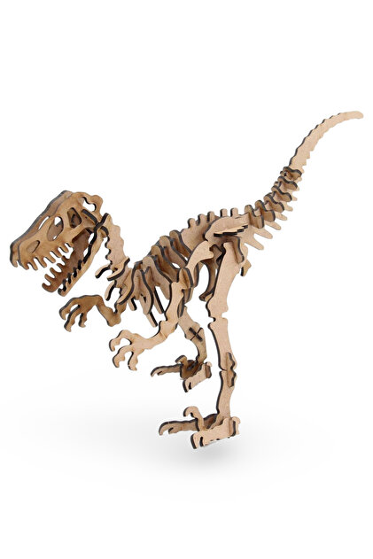 ALGWOOD 41 Parça Velociraptor Ahşap Dinozor Maketi - 3D