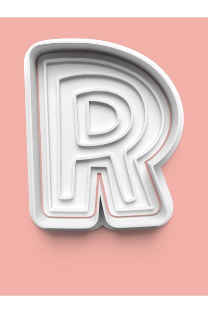 Patterned Letter R Cookie Mold and Fondant Mold
