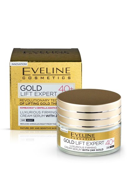 Eveline Gold Lift Expert Anti-Wrinkle Firming Cream with 24K Gold – Day & Night for Mature Skin 40+