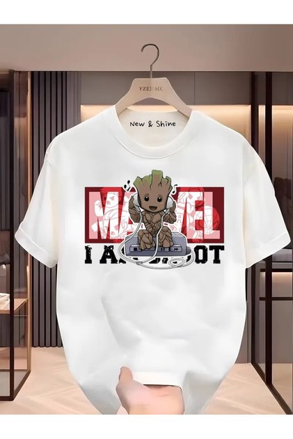 Superhero Groot Printed Oversize T-Shirt