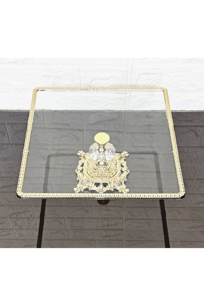Glass Large Square Serving Plate-Presentation Plate-Speech Tray-Presentation Tray-Dumped Gold Frame 27cm
