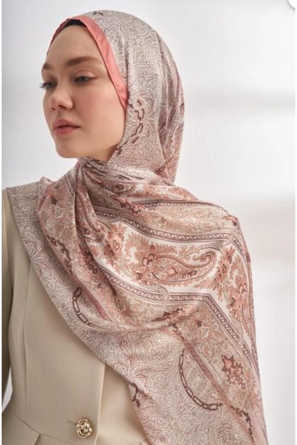 Imported Voile Nuit Pattern Shawl 04463-Powder