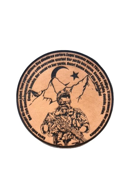 Komando Andı Korku Nedir Bilmeyiz -Yuvarlak Deri Peç - Arma - Leather Patch