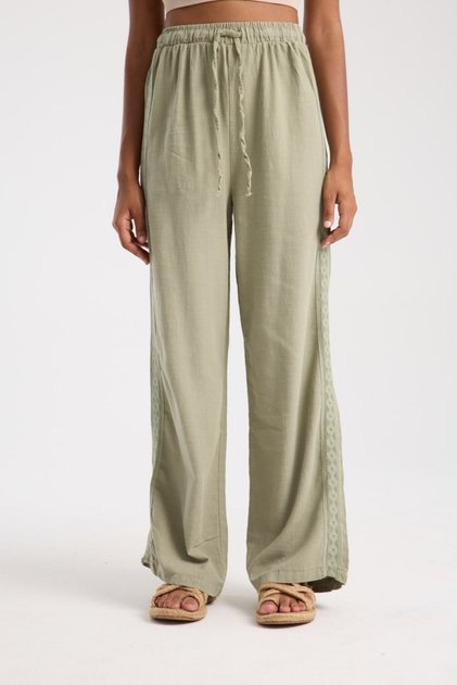 Yan Ethnic Patterned Oversize Linen Trousers