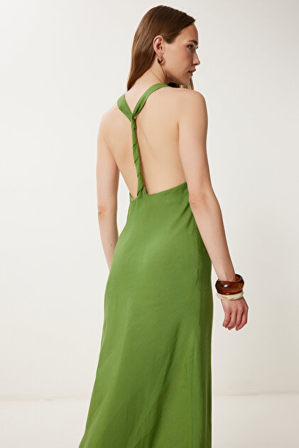 sir the label backless dress GREEN SOLID LINEN BACKLESS MINI DRESS – Raggdoll Boutique main image 1