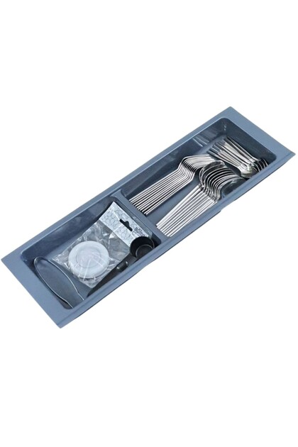 Kitchen, Drawer Organizer 2 Compartment Module, Anthracite, 16 X 48 cm (3.5 cm Can Be Cut from the Length)