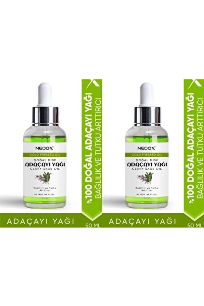 2 Adet Misk Adaçayı Yağı %100 Doğal Bağlılık Ve Tutku Arttırıcı Clary Sage Oil 50 Ml
