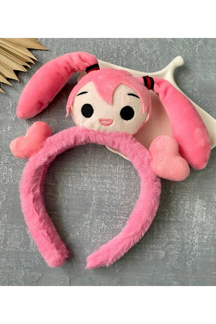 Hatsune Miku Pink Plush Cosplay Anime Gothic Teenage Girls Children Doll Crown Hair Accessory