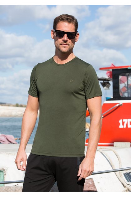 Men's Jacquard Crew Neck Slim Fit T-Shirt