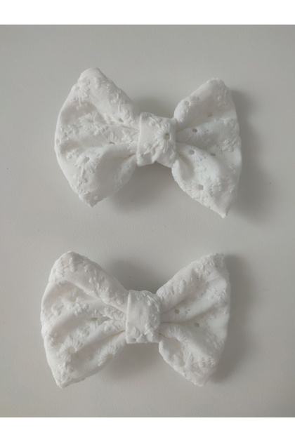 Embroidery Cotton White 2-Piece Clip Side Buckle