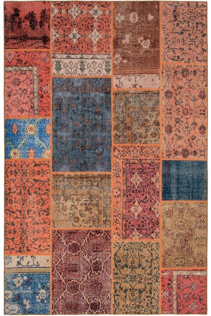Carnival Renkli Patchwork Halı Yolluk Eskitme Dijital Baskı Halı Makinede Yıkanabilir Vintage Halı