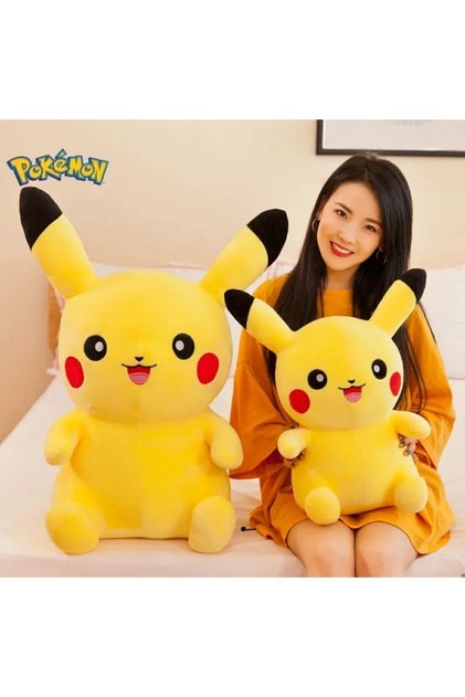 İkili Dev Peluş Pokemon Set Büyük Boy Ve Küçük Boy Ikili 100cm Ve 38 Cm Uyku Arkadaşı Pika Pikachu