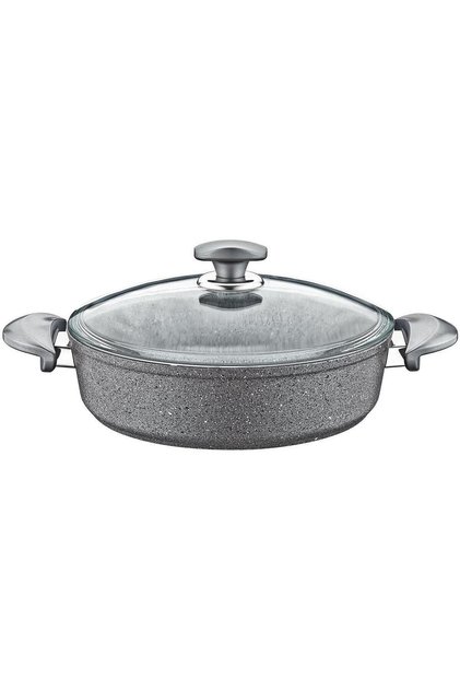Granite 28x8 Cm Gray Rice Pot with Glass Lid 3310