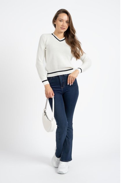 Women's Vt2462 V-Neck Knitwear Sweater White