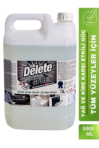 Delete Çok Amaçlı Yağ Kir Leke Çözücü Genel Temizleyici 5 Litre