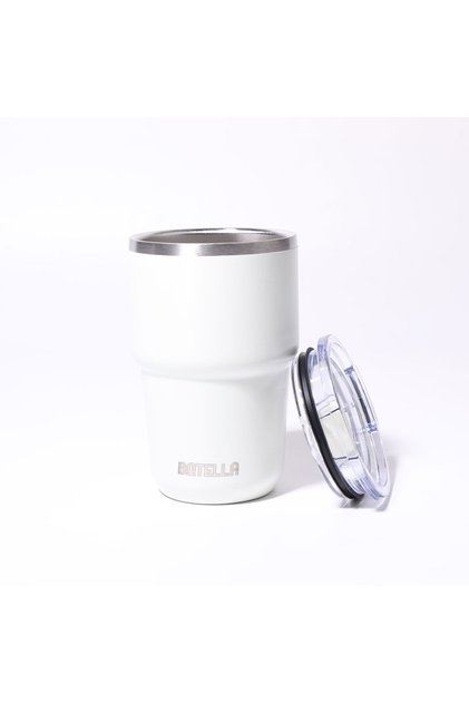 Insulated Coffee Cup - Compact, Spill-proof Stainless Steel Travel Mug 240ml , Off White