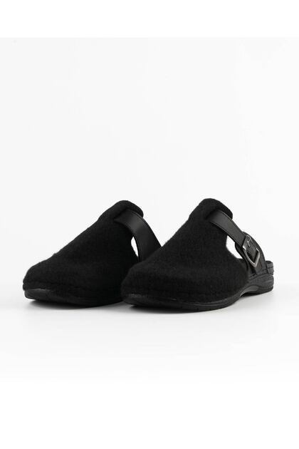 Men's Slippers - Black Felt - Comfort Supported Structure, Stylish Design, Soft Sole, Suitable for Daily Use