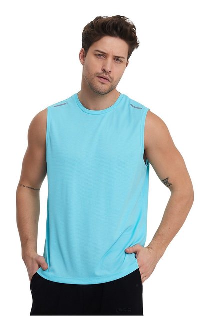 Men's Crew Neck Reflective Detailed Sleeveless Sports Tank Top