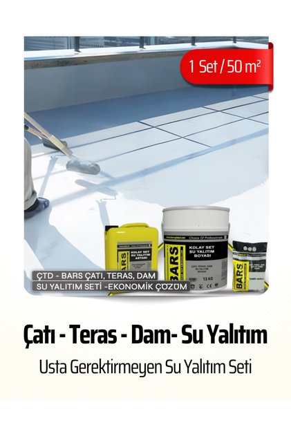 Çatı, Teras, Dam Su Yalıtım Seti - Ekonomik Çözüm Ürünü, Boya Rengi: Beyaz