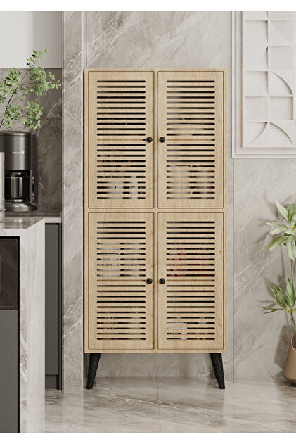 enwood DENEB MDF SAFİR MEŞE 4 KAPAKLI(PANJUR KAPAK) AHŞAP AYAKLI
