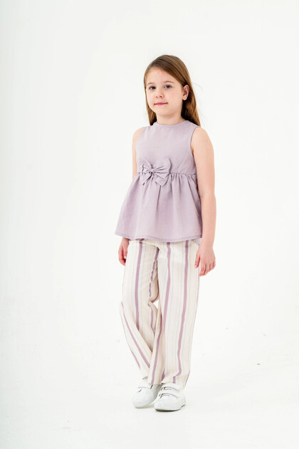 Ribbon Detailed Girl's Suit 3834