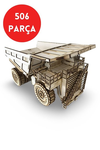 506 Parça Cat 797 Ahşap Maden Kamyonu Maketi - 3D Ahşap İş Makinesi Maketi