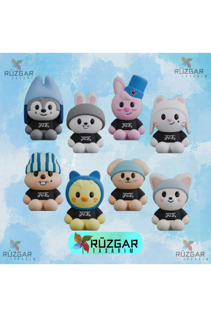 Rüzgar Tasarım Skzoo Figür Set 10 Cm Wolf Chan Leebit Dwaekkı