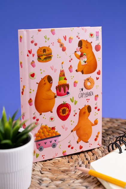 Σημειωματάριο Capybara Cake με σκληρό εξώφυλλο 14x20