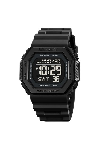 Black 1988 Digital Watch for Men Waterproof Back Light Mens Sports Wristwatches Student Count