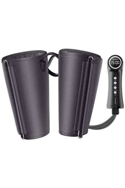 Aparat de masaj pentru picioare UNIQViBE, compresie cu aer cald, moduri secvențiale/circulatorii/combinate, negru