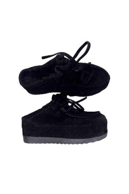 Wally Black Suede Platform Slippers