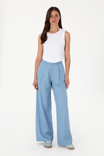 Blaue Loose-Fit-Canvas-Hose für Damen 50300631-VR036