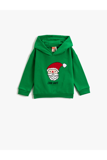 Hooded Sweatshirt Christmas Themed Santa Claus Printed