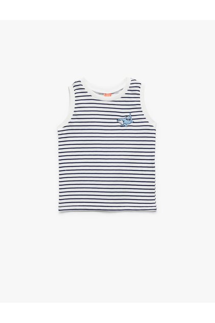 Cotton Sleeveless Embroidered Crew Neck Singlet