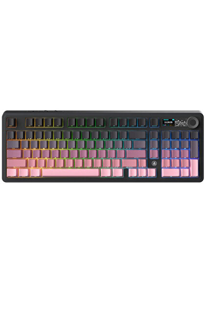 ●A.K PRODUCTIONS Coverzone Ajazz AK980 Ekranlı Mekanik Klavye RGB, Tam Boy Hot-Swap