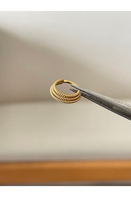 316 L Cerrahi Çelik 3 Sıra Burgu Modeli Halka Piercing Kıkırdak Helix Tragus Piercingi