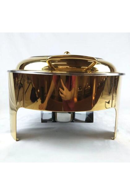 5.8 L Golden Wedding Chafing Dish Counter Top Buffet Set Stainless Steel Round Hydraulic Food Warmer