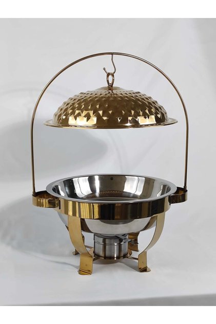 Round Stainless Steel Chafing Dish Buffet Set with Glass Lid and Holder