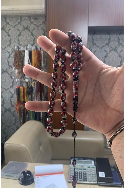 سبحة كوكا فضية كبيرة الحجم