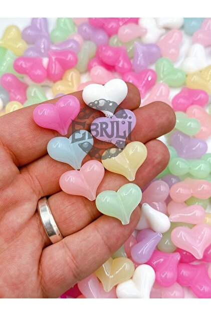 Soft Colorful Heart Acrylic Marbled Beads Jewelry Accessory (25 Pieces)