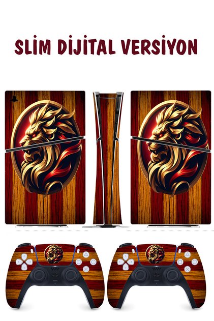 Sarı Kırmızı Aslan Playstation 5 Full Sticker Kaplama Seti