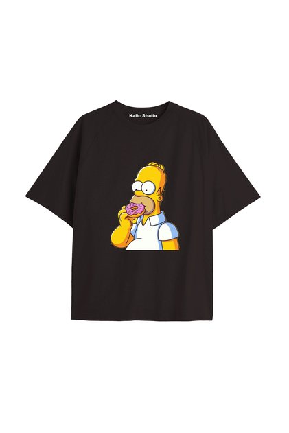 Y2K Vintage Simpson Printed Black T-Shirt Code 287
