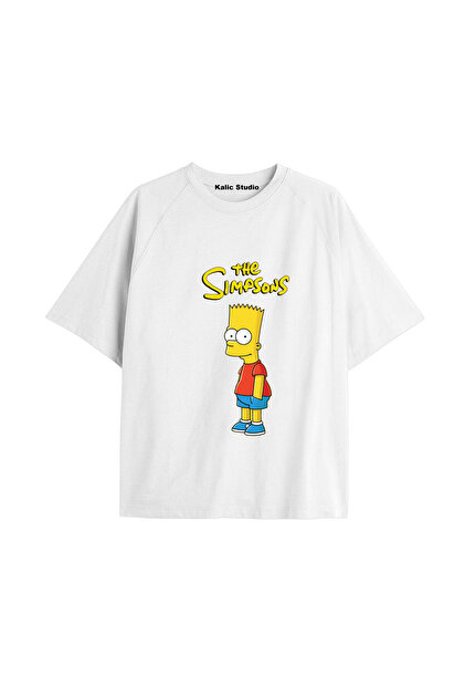 Y2K Vintage Simpson Printed White T-Shirt Kod 267