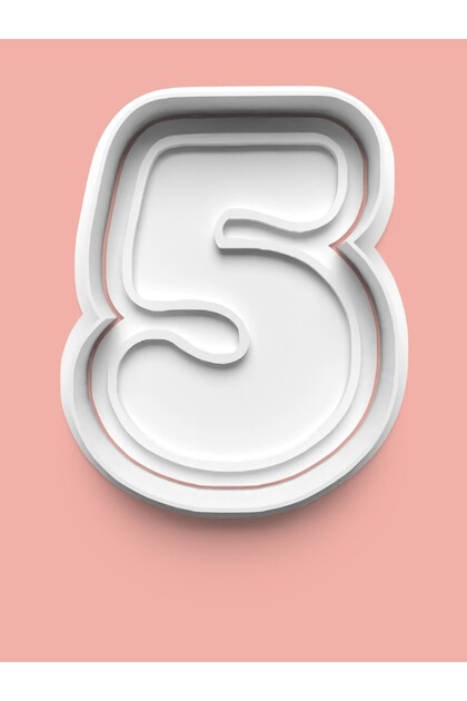 Number 5 Cookie Mold and Sugar Dough Mold - Five Numbers