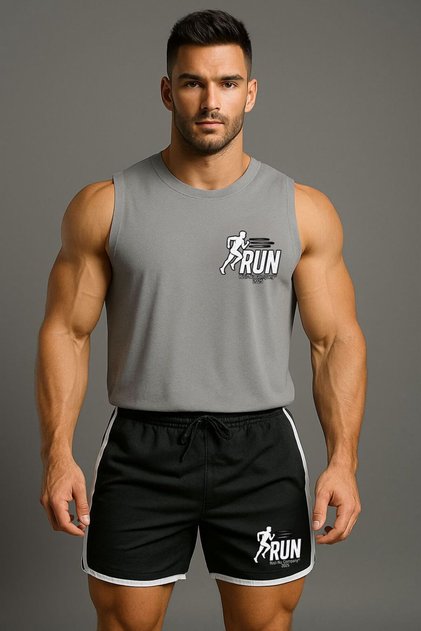 New Season Premium Honeycomb Fabric Shorts and Cotton Singlet Double Gym Sportsman Set