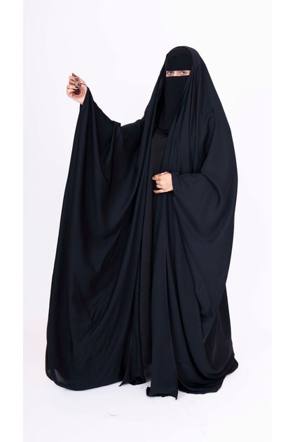 Plain black open head abaya