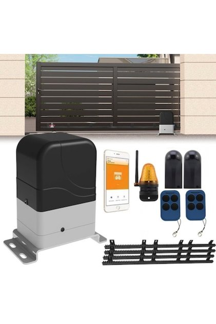 Kit Automatizare Smart Wifi Poarta Culisanta Power Gate 300 Kg cu lampa, fotocelule si cremaliera