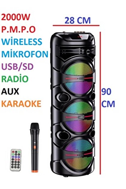 DigiMonster 8838 DJ Party Speaker | 8'' Üç Yollu Bluetooth Ses